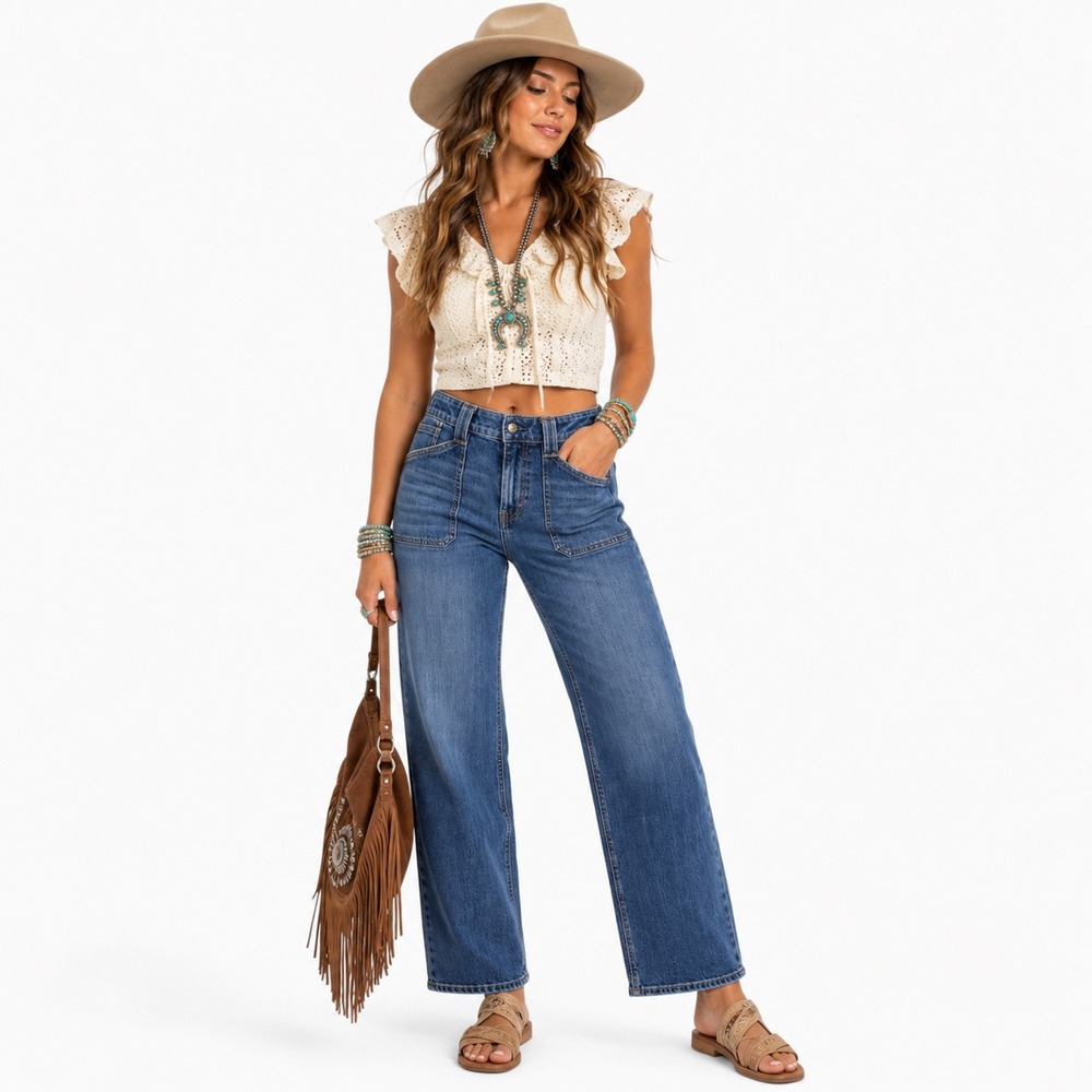 American Eagle Stovepipe Jeans Womens 27x30‎ High Rise Utility Pocket Stretch